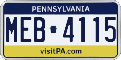 PA license plate MEB4115