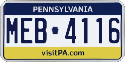 PA license plate MEB4116