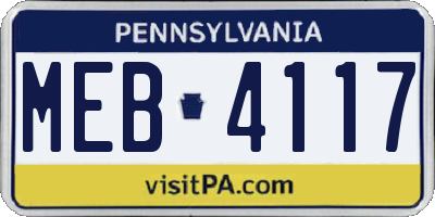 PA license plate MEB4117