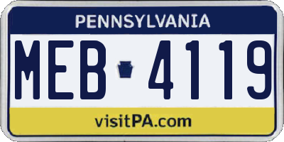 PA license plate MEB4119
