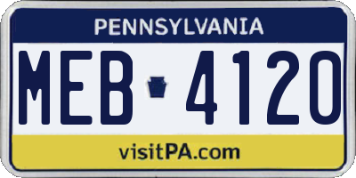 PA license plate MEB4120
