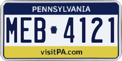 PA license plate MEB4121