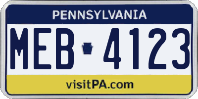 PA license plate MEB4123