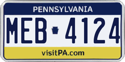 PA license plate MEB4124