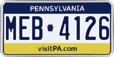 PA license plate MEB4126