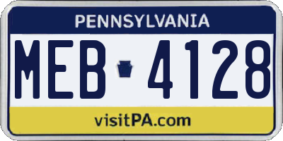 PA license plate MEB4128