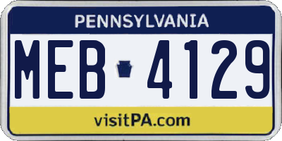 PA license plate MEB4129