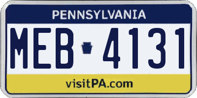 PA license plate MEB4131