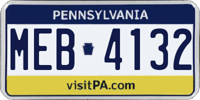 PA license plate MEB4132