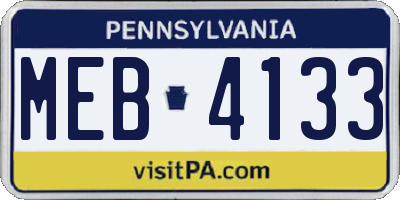 PA license plate MEB4133