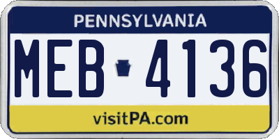 PA license plate MEB4136