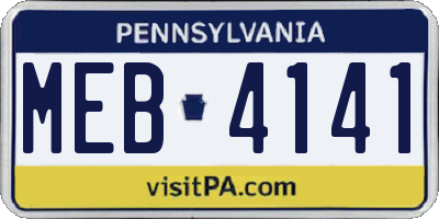 PA license plate MEB4141