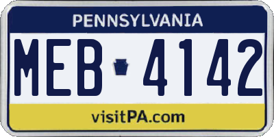 PA license plate MEB4142