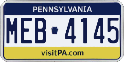 PA license plate MEB4145