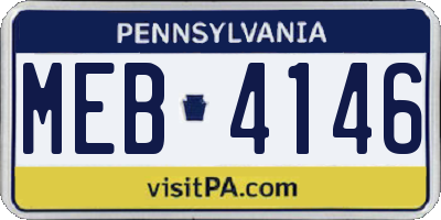 PA license plate MEB4146