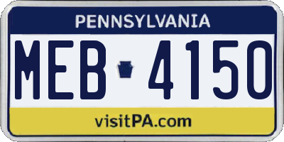PA license plate MEB4150