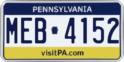 PA license plate MEB4152