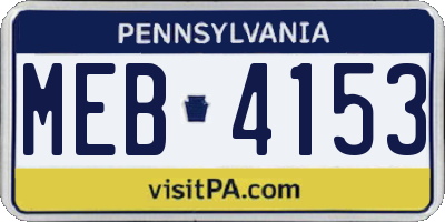 PA license plate MEB4153