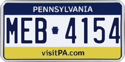 PA license plate MEB4154