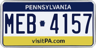 PA license plate MEB4157