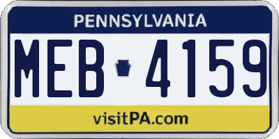 PA license plate MEB4159
