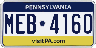 PA license plate MEB4160