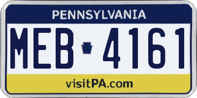 PA license plate MEB4161
