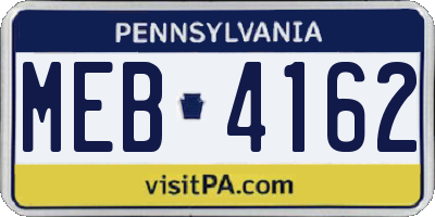 PA license plate MEB4162