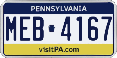 PA license plate MEB4167
