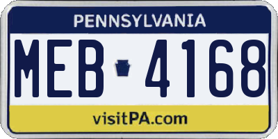 PA license plate MEB4168