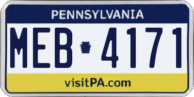 PA license plate MEB4171