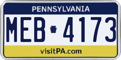 PA license plate MEB4173