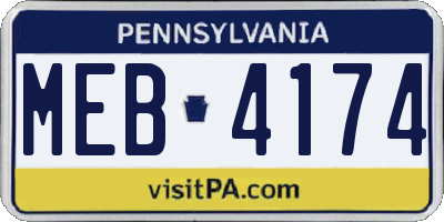 PA license plate MEB4174