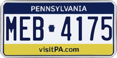 PA license plate MEB4175