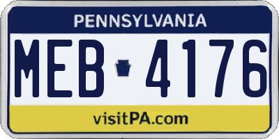 PA license plate MEB4176