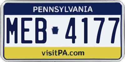 PA license plate MEB4177