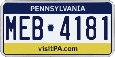 PA license plate MEB4181
