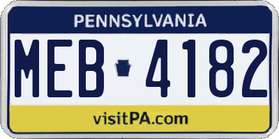 PA license plate MEB4182