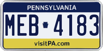 PA license plate MEB4183