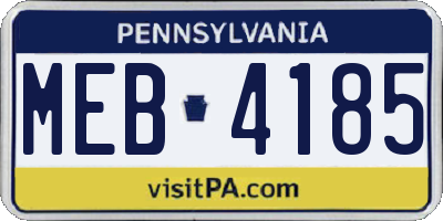 PA license plate MEB4185
