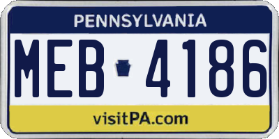 PA license plate MEB4186