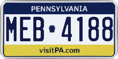 PA license plate MEB4188