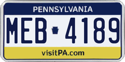 PA license plate MEB4189