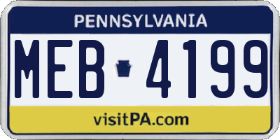 PA license plate MEB4199