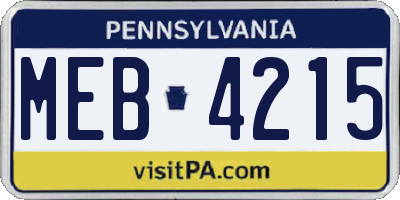 PA license plate MEB4215