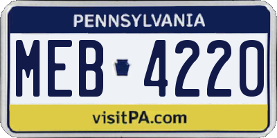 PA license plate MEB4220