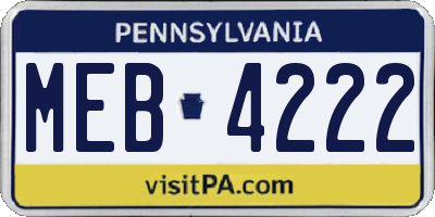 PA license plate MEB4222