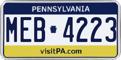 PA license plate MEB4223