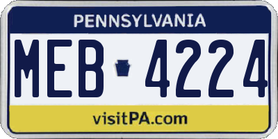 PA license plate MEB4224