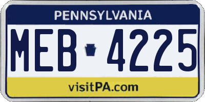 PA license plate MEB4225